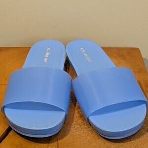 Gianni Bini Slides Blue Jelly Pool Beach Vacation Travel Pop of Color - Size 8